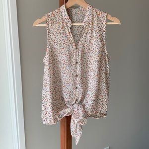 3/$30 XXI Sheer Sleeveless Floral Blouse M